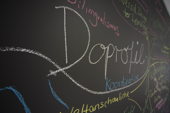 Schriftzug DoProfiL auf Tafel
